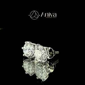 Pendientes Solitario de Diamante Cultivado en Laboratorio de Oro Blanco de 14K para Mujer, Perfectos para Uso Diario, Compromiso o Boda - Product Image 3