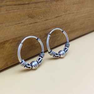 Pendientes de Plata de Ley 925 vintage hechos a mano bohemios Bali joyería de aro artesanal para boda o regalo - Product Image 2