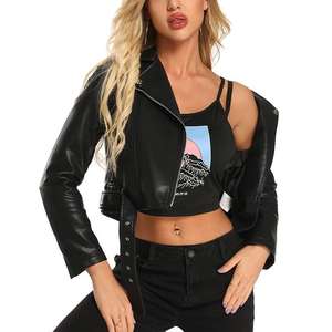 Chaqueta de cuero genuino de piel nueva para mujer moderna Premium Slim Fit con cremallera personajes de Halloween chaqueta de cuero genuino - Product Image 3