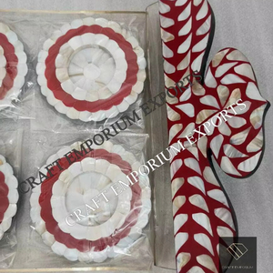 แม่ของไข่มุกอะคริลิคที่มีหูจับฝังและชุดของหกเรซิ่นบวกรถไฟเหาะชุดในหลายสีโดยหัตถกรรม emporium อินเดีย - Product Image 1