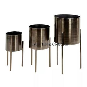 Maceteros y macetas decorativas para el hogar de diseño minimalista, diseño de color dorado, Juego de 2 macetas de exhibición de flores para interiores - Product Image 6