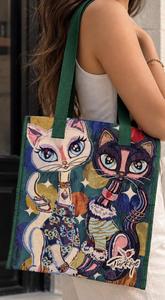 DAFNI <b>BIG</b> PAZAR Vintage Eye Pattern Solid Canvas Shoulder Tote <b>Bag</b> Zipper Closure Embroidery Cotton Lining All Seasons <b>Bag</b> - Product Image 3