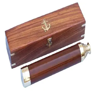 Bán buôn Deluxe Class rắn brass gỗ Đô Đốc của spyglass Kính thiên văn với handmade Rosewood hộp hải lý trang trí nội thất