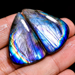 Labradorite naturelle paire de pierres précieuses en vrac pierres précieuses en gros pour boucles d'oreilles Cabochon pierres précieuses Inde vente en gros - Product Image 6