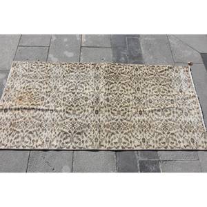 พรมขนสัตว์สีเบจสีน้ำตาล2.6x5.3ft แบบคลาสสิกงานเย็บปะติดปะต่อกันแบบตุรกีสำหรับทางเข้าห้องนั่งเล่นห้องนอนห้องโถงทำจากยาง - Product Image 3