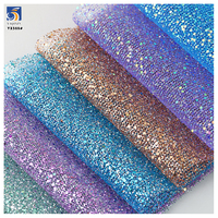 YX569 2025 multiwarna kain Glitter besar kain rajutan jaring berkilau berkilau kain jala untuk gaun pengantin