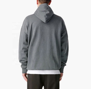 2026 custom vintage acid wash hoodie men heavy french no <b>string</b> hoodies cotton 320g unisex pullover hoodies - Product Image 2