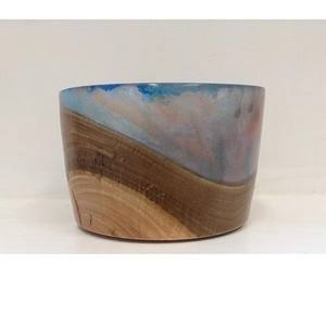 Design décoratif avec bol en bois d'acacia massif de forme ronde en résine avec bol en bois fini naturel d'Inde - Product Image 6