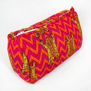 Handmade Eco-Friendly Vintage Quilted Cotton Case Set Tiger Print Chevron Design Durable Water Resistant <b>Zipper</b> Closure Travel - Product Image 4