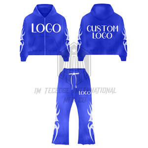 New Winter Regular Vintage Heavy Acid Wash Breathable Casual Sweat Suits Men's Distressed Custom <b>Applique</b> <b>Patch</b> Embroidery - Product Image 5