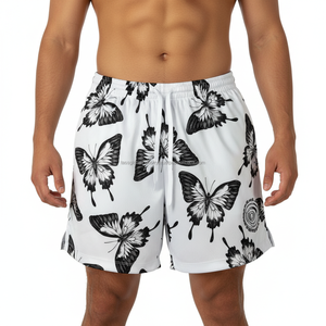 Shorts pour hommes en mesh respirant à séchage rapide avec imprimé papillon personnalisé pour l'été - Product Image 4