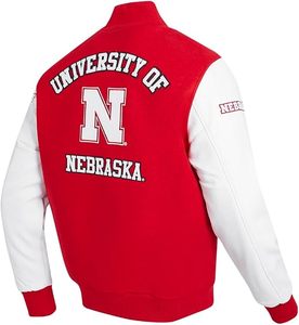 Nebraska Huskers <b>Red</b> White Varsity <b>Jacket</b> Embroidered Logo Crewneck Adult Winter Sportswear - Product Image 4