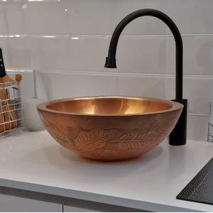Handmade Hammered Copper Vessel Sink Luxury Engraved Bathroom <b>Basin</b> <b>Portable</b> for Hotel Resort & Luxury Home Bathroom. - Product Image 3