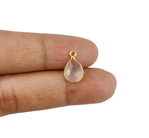 Rose Quartz Gemstone Pear Shape Sterling Silver Gold Vermeil Bezel Set 8x10mm <b>Charm</b> Pendant <b>Charms</b> Jewelry Making Necklace - Product Image 1