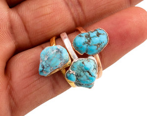 925 bagues en argent Sterling pour femmes brutes tibétaines Turquoise pierres précieuses anneaux à la main bague en argent en gros cristal bijoux cadeau F - Product Image 5