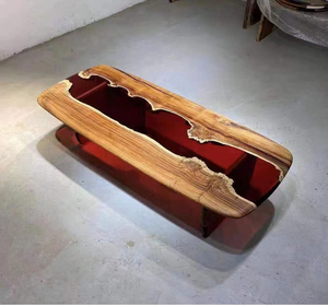 Table à manger en bois massif à bord vif, fabriquée à la main, de luxe moderne, avec résine époxy, bureau de réunion pour l'intérieur de la maison, pour l'inauguration d'une maison - Product Image 3