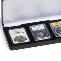 Boîte d'emballage de pièces de monnaie certifiées en similicuir noir pour Pcgs Ngc Anacs