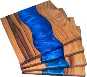 Posavasos de madera de resina de lujo para decoración moderna del hogar, alfombrillas y almohadillas funcionales con estilo que protegen las superficies, derrames de humedad térmica - Product Image 1