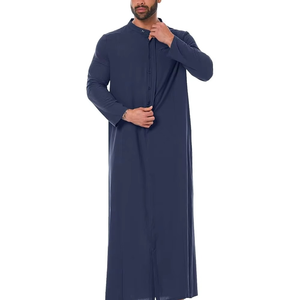 Vente chaude vêtements islamiques à manches longues hommes Thobe arabe Jubba fermeture éclair Jubba musulman saoudien arabe dubaï Thobe / Thawb pour hommes - Product Image 2