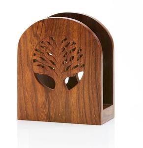 Porta Servilletas de Madera Árbol de la Vida, Madera de Sheesham, Decoración de Mesa Única, Porta Servilletas de Madera Hecho a Mano de Lujo Premium - Product Image 1