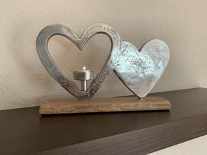 Portavelas con forma de corazón para decoración del hogar Base de madera - Product Image 4