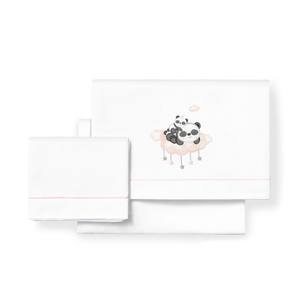 Juego de 3 Piezas de Ropa de Cama Tejida 100% Algodón para Cuna, Modelo Panda Nube, Patrón de Personajes, Sábana para Bebé - Product Image 1