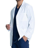 Blouse de laboratoire courte pour homme, blanche, coupe ajustée, pour consultation, uniforme médical, pharmaceutique, dentaire, veste de clinique à manches longues