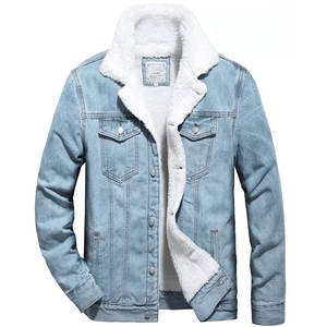 เสื้อแจ็คเก็ตผู้ชายสีพื้น ขนาดสั่งทำได้ กันลม อุ่น ระบายอากาศดี แขนยาว ปกพับได้ ผ้าเดนิม - Product Image 1