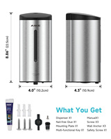 Distributeur automatique de savon écologique pour hôtels AK1205FA en acier inoxydable grande capacité pour mousse, idéal pour les toilettes à fort trafic