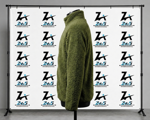 Veste en polaire sherpa vert olive pour homme, col montant, fermeture éclair, vêtements d'extérieur décontractés chauds pour l'hiver, vestes sherpa pour homme - Product Image 3