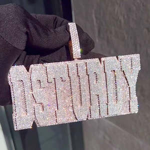 Colgante de Moissanita con Letras Personalizadas, Diseño de Palabra Helada, Color D VVS, Plata 925 Chapada en Oro, Joyería Hip Hop, OEM ODM al por Mayor - Product Image 1