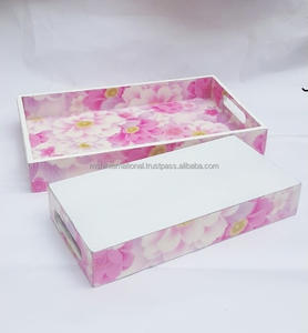 Plateau de service rustique en bois de bambou personnalisé avec poignée - Product Image 3