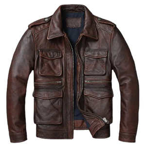 Nouveauté Vente en gros Veste en cuir élégante OEM Logo personnalisé pour hommes avec broderie de serviette Cuir véritable avec service OEM - Product Image 1