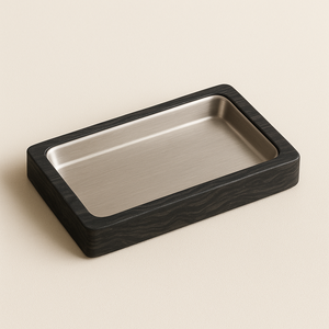 ถาดเสิร์ฟทรงสี่เหลี่ยมผืนผ้าหินอ่อนสีเขียวแบบพรีเมี่ยมพร้อมตัวแทรกสแตนเลสปัดลายหินอ่อนสำหรับการจัดแสดงอาหารที่ทันสมัย - Product Image 2