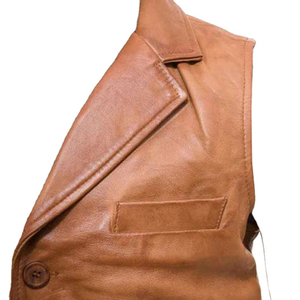 Vestes pour hommes, veste en cuir sans manches, veste de motard, veste en cuir de vache, style moto, mode robuste, streetwear, vêtements audacieux - Product Image 5