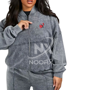 Solid Print Winter Acid Wash Tracksuits <b>for</b> Adults Plus Size High Quality Oem Services Quick Dry Breathable Fleece Fabric - Product Image 3