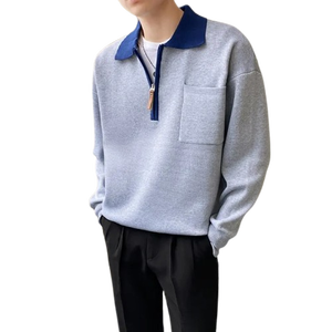 Suéter de hombre de nuevo estilo, prendas de punto informales, media cremallera, cuello vuelto, cuello Polo con sudadera de media cremallera de alta calidad - Product Image 4