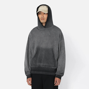 OEM New Vintage Distressed Unisex Heavyweight 250Gsm 500Gsm Cotton Fleece Hoodies Oversized Acid <b>Wash</b> Design Embroidered for - Product Image 1