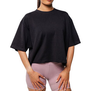 Recién llegado, Camiseta corta de gran tamaño de alta calidad, ropa de calle informal para mujer, camisetas de gran tamaño cortas personalizadas transpirables de secado rápido - Product Image 1