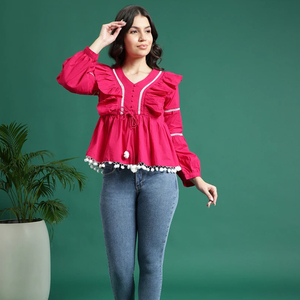 เสื้อกล้ามผ้าฝ้ายทรงวินเทจสำหรับผู้หญิง พร้อมลายพิมพ์แบบดิสชาร์จ แขนสั้น เหมาะสำหรับใส่ทำงาน ย้อมสีสำเร็จรูป บริการ OEM ขายส่งจำนวนมาก - Product Image 1