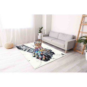 Tapis Graffiti Hands : Tapis d'appoint lavable en machine, motif imprimé, tapis fin non tissé - Product Image 3