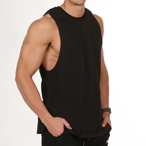 Camiseta sin Mangas para Hombre, Color Azul Marino, Cuello Redondo, Tejido de Punto, Color Sólido, Secado Rápido, Logotipo Estampado en la Parte Delantera, Estilo Deportivo Informal - Product Image 2