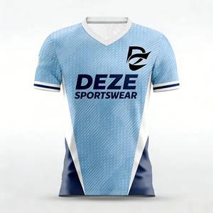Maillot de football unisexe en polyester respirant à séchage rapide, imprimé par sublimation, avec bordure contrastée et logo personnalisé pour entraînement et match d'équipe - Product Image 3