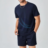Conjunto de 2 Piezas para Hombre, Camiseta y Pantalones Cortos, Estilo Casual de Verano, Ropa Diaria, Transpirable, de Algodón, Estilo Hip Hop Urbano