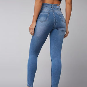 Pantalones vaqueros de Mujer Nuevos y elegantes pantalones vaqueros de algodón Pantalones vaqueros rasgados Levantamiento de glúteos Pantalones vaqueros de Mujer calientes Logotipo personalizado - Product Image 6