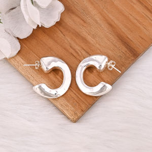 Simple Plain Round Shape <b>Hoop</b> <b>Earrings</b> Crafted From 925 <b>Sterling</b> <b>Silver</b> For Woman And Girls Bohemian Jewelry On Wholesale - Product Image 5