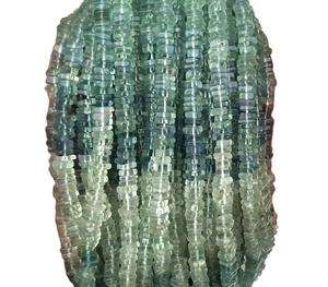 Hermosas cuentas Heishi multicolores de forma cuadrada lisa de piedras preciosas de fluorita Natural de 1 hebra de alta calidad para la fabricación de joyas - Product Image 1