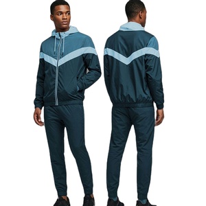 Fabricant de survêtements à logo réfléchissant personnalisé Ensemble de jogging avec veste zippée Pantalon de survêtement en nylon Survêtements coupe-vent d'extérieur pour hommes - Product Image 1
