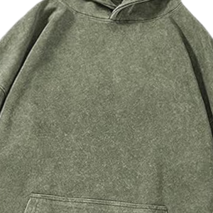 Sweat à Capuche Homme Vert Acid Wash Oversized Streetwear Heavyweight Cotton Fleece Drop Shoulder Vintage Pullover Casual Sweatshirt - Product Image 6