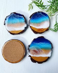 S'IL VOUS PLAÎT UNIQUE DESIGN COASTER EN RÉSINE DE BOIS ÉPOXY pour Café Thé Boisson En Bois Personnaliser Carré Rond Tasse À Thé En Cristal - Product Image 1